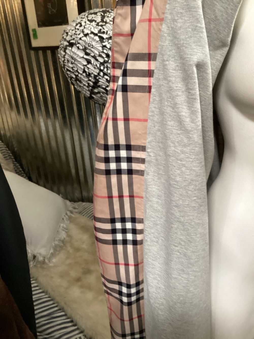 Plaid Cotton Robe in Beige - Classic Burberry  print 100 cotton - Picture 9 of 11